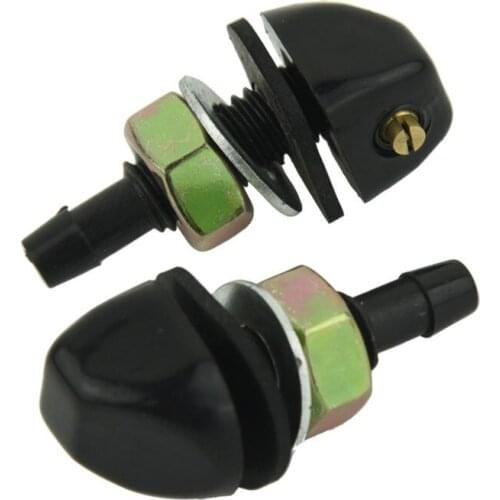 2 pcs Black Plastic Car Front Window Windshield Washer Spray Nozzle For BMW Pair