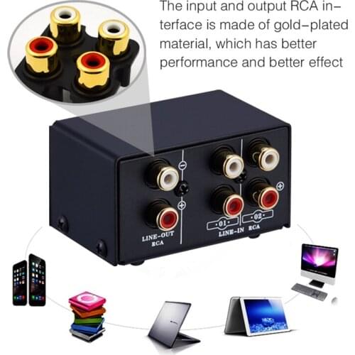 2 in 1 Out or 1 in 2 Out o Source Signal Selector, Switcher, Speaker, o Source, Switcher, RCA Interface, Lossess