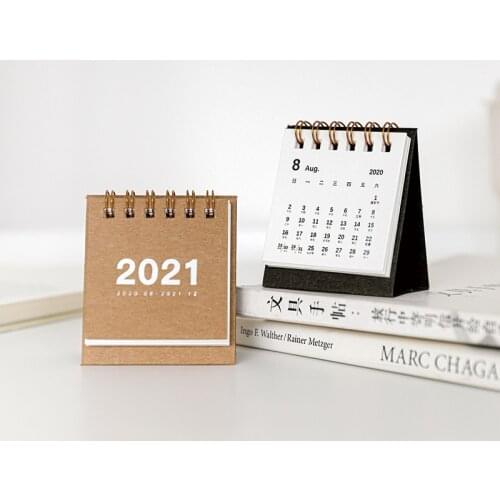 2021 Simple solid color Mini Portable Desk Calendar School Office Home Accessories Creative Desktop Decoration