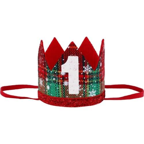 50 Pcs/Lot, Snowflower Print Glitter Birthday Crown Headband, Christmas Birthday Party Hat, First Birthday Crown Outfit
