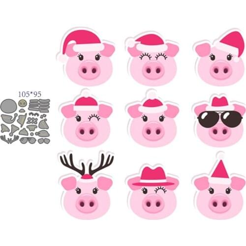 9Pcs Christmas Pig 2021 New Cutting Die for DIY Scrapbooking Die Decorative Embossing Cutter Dies