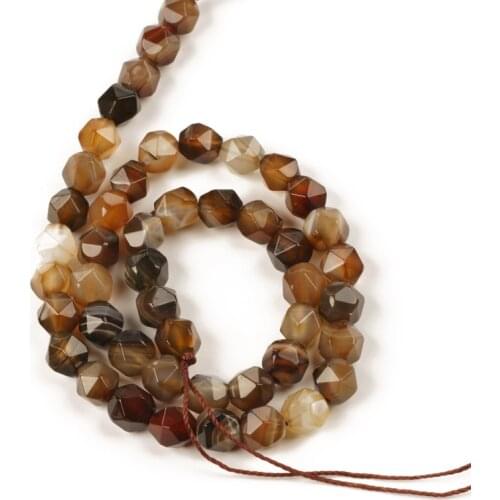 Faceted Coffee Stripe Agates Natural Stone Beads Brown Sardonyx Natural Stone 8mm for Jewelry Making Accessories Bracelet DIY