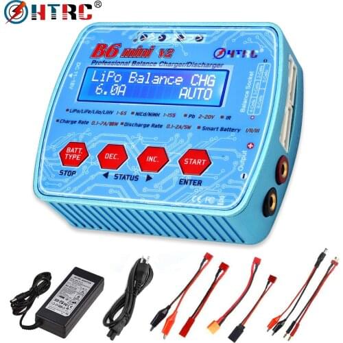 HTRC B6 Mini V2 80W 7A Digital RC Balance Charger Discharger for Lipo Lihv LiIon LiFe NiCd NiMH Battery AC Adapter Optional