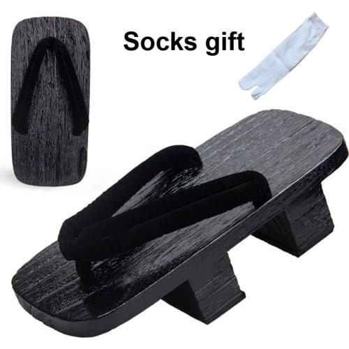 Japan Samurai Paulownia Dragon Print Geta Clogs for Man Wooden Naruto Sandals Outdoor Ethnic Cosplay Chinese Shoes with Socks
