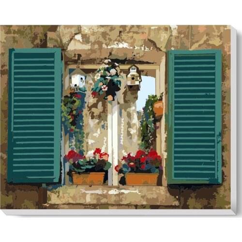 Fantasy Windows Paint by Numbers Colorful Oil Painting Abstract 16x20 Framed DIY Paint by Numbers Kit for Adults Beginners