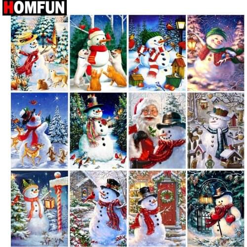 HOMFUN 5D Diy Diamond Painting Cross Stitch "Christmas snowman" Home Decor Full Rhinestones Inlay Diamond Embroidery