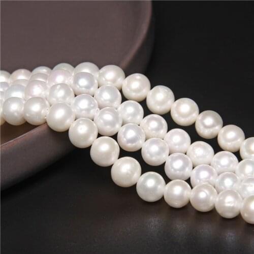 Grade A High Quality 8-9mm Near Round Pearl Beads Natural Freshwater White Pearls For Jewelry Making DIY Necklace 14'Strand