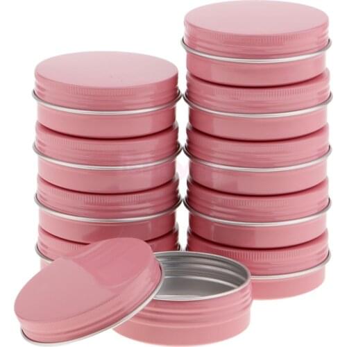 10Pcs 60ml Round Aluminum Cosmetics Cream Empty Lip Balm Containers Jars Tin with Screw Lid Silver/Pink