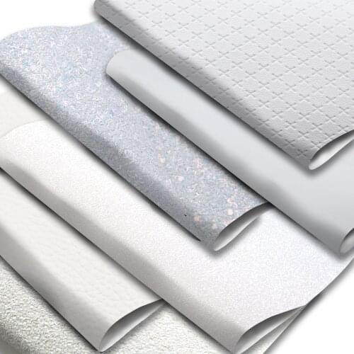 White Color Series Faux Leather Sheets Glossy Shimmery Lychee Velvet Solid Color Synthetic Leather Fabric for Sewing Materials