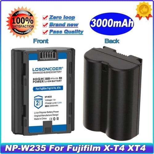 LOSONCOER 3000mAh NP-W235 NP W235 Battery For Fujifilm Fuji X-T4, XT4 GFX 100S,VG-XT4 Vertical Grip