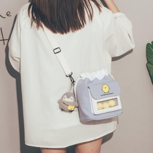 Cute Soft Girl Bucket Bag Sweet Girl Canvas Bag Womens 2021 New Fashion Spring And Summer Little Fresh Fairy Messenger Bag