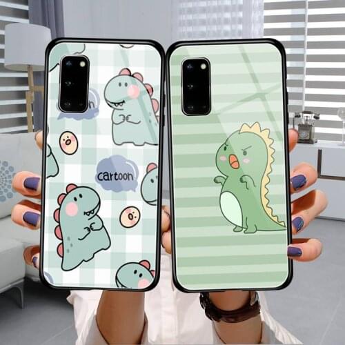 Cute cartoon dragon Phone Case Tempered Glass For Samsung S7 S8 S9 S10E S20 21 30 Plus ultra Note 8 9 10 Plus A7 2018