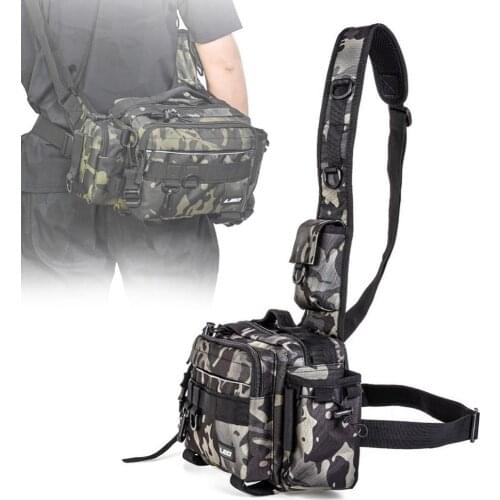 Multifunctional Fishing Bag 4.8L/5.9L Camouflage Waterproof Fishing Rod Lure Reel Line Tackle Storage Messenger Waist Bag