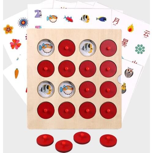 Montessori Memory Match Chess Game 3D Puzzles Wooden Early Educational Family Party Casual Interaction Game Toy For Children Kid