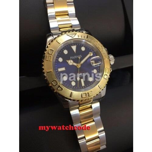 41mm Parnis blue dial Sapphire Ceramic 21 jewels miyota 8215 automatic men watch