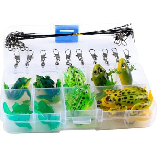Lot 30pcs Topwater Frog Lure Fishing Lures Bait Leader Wire Fishing Swivel with Box