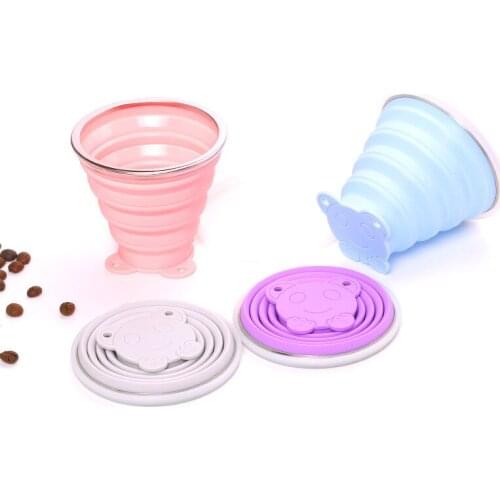 New outdoor travel portable folding cup multifunctional creative cartoon telescopic drinking camping water bottle ultralight