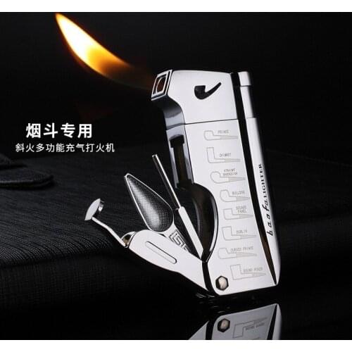 New Multifunctional lighter metal butane gas turbine lighter ignition gift box inflatable cigarette cigar gadget Gifts for men