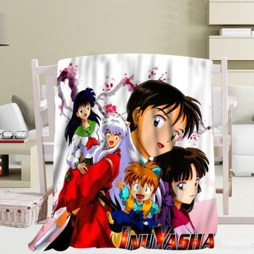 P+ Inuyasha Blanket Soft DIY Sofa Bed Blanket Kid Adult Warm Custom Blanket Size 56x80Inch50X60Inch40X50Inch