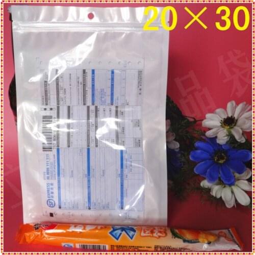 Wholesale 20*30cm White/Clear Self Seal Zipper Plastic Event Packaging OPP Poly Bag Ziplock Zip Lock Bag Package W/ Hang Hole