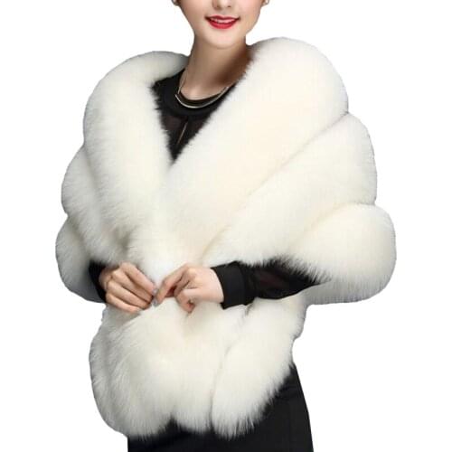 Autumn Winter Jacket Female New Imitation Fox Fur Shawl Wedding Dresses Cloak Cheongsam Thick Fur Cloak Coat Women