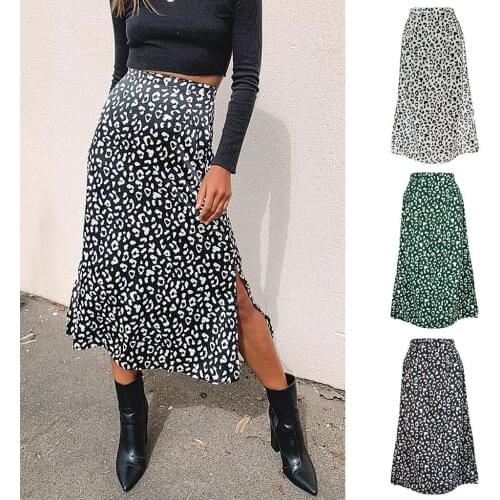 Sexy Leopard Wrap Skirt Print Chiffon Split Skirt Casual Fashion Long Skirts for Women Set And Tank