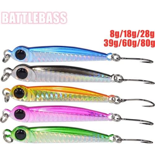 BATTLEBASS Metal Cast Jig Spoon 8/18/28/39g Shore Casting Jigging Lead Fish Sea Bass Fishing Lure Artificial Bait Tackle
