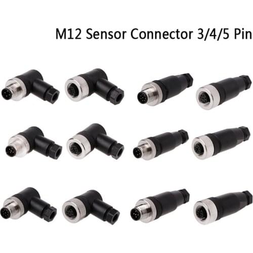 1PCS M12 Sensor Connector Waterproof Male&female Plug Screw Threaded Coupling 3/4/5 Pin