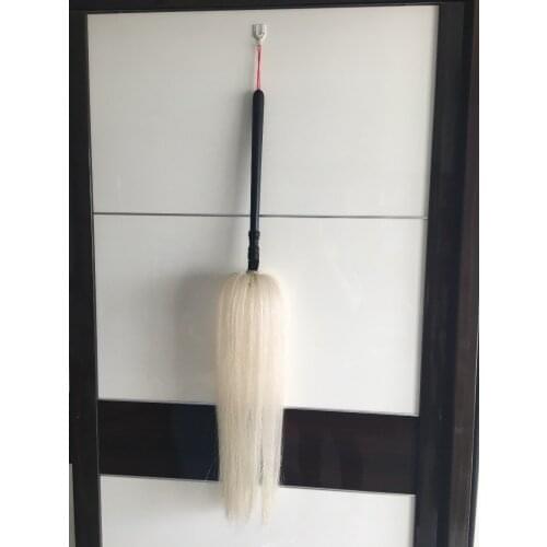 1PC Buddha of dust natural White Horse Tail Hairs ebony handle