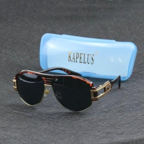 KAPELUS New woman sunglasses Big face sunglasses with metal frame Brown half frame sunglasses