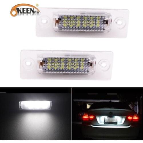 2Pcs Canbus LED Number License Plate Light Lamp for VW Touran /Passat B6 5D /Jetta Candy SKODA Superb 1 3U B5 White 18SMD