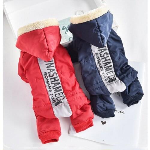 Hoodies Winter Dogs Clothes Supper Thickening Cotton-padded Jacket Warm Pet Cat Clothing Jumpsuit Cold Proof Warm Puppy Apparels