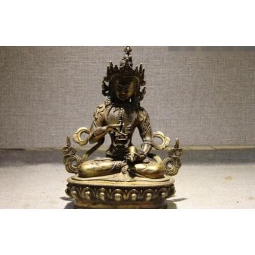 USPS to USA S2801 9 Tibet Monastery Copper Bronze Gilt inlay crystal Vajradhara Vajrasattva Buddha