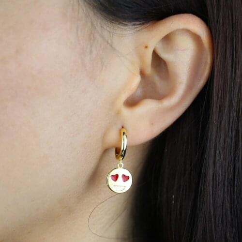 In Love Charm Dangle Earring Fashion Valentines Day Gift For Lover Girl Red Enamel Gold Color Geometric Jewelry