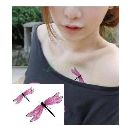 Waterproof Temporary Tattoo Sticker pink dragonfly tattoo animal tatto stickers flash tatoo fake tattoos for girl women kids