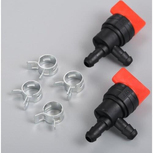 2pcs 1/4" InLine 90 Degree Fuel Gas Cut-Off Shut-Off Valve for Briggs and Stratton 698181 with 4pcs Clamps for Tecumseh 35857&4