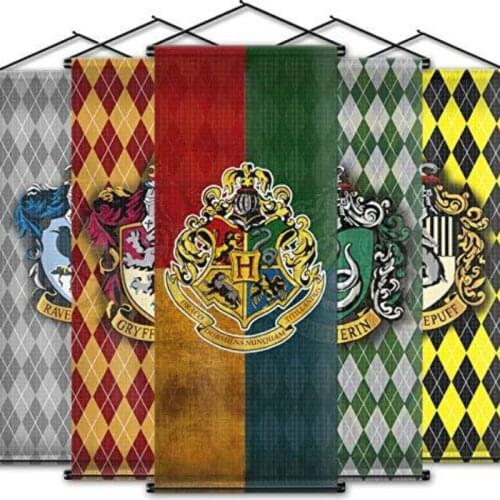Harried Spotter Grid Hanging Flag potter Magic school logo pattern Flag Indoor Scene Bar party Decoration Flag with Flagpole