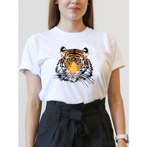 2020 New Womens Fashion Casual T-shirts, Beasts, Tigers And Leopards, Printed Patterns, Handsome Street Shooting Casual Women