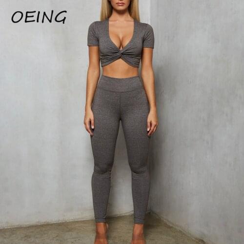 High Waist Sexy Short Sleeve Crop Tops Yoga 2 Piece Sets for Women Jogging Workout Seamless Leggings Gym Set