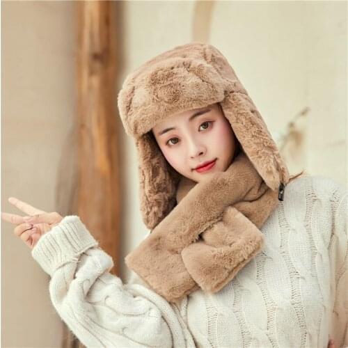 Winter Faux Fur Hat Warm Soft Rabbit Fur Earmuffs Cute Hat Cap Winter Bomber Hats