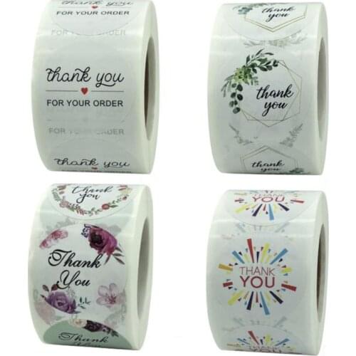 1.5IN Color Bar Flowers Thank You Sticker Labels Sealing Paper Stickers Stationery Supply Decoration Scrapbooking 50PCS