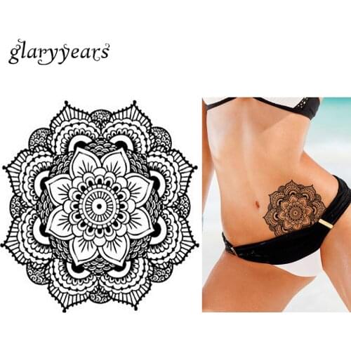 1pc Kaleidoscope Pattern Tattoo Sticker KM-022 Women Body Art Temporary Waterproof Tattoo Paper Design Flower Decal Summer Style