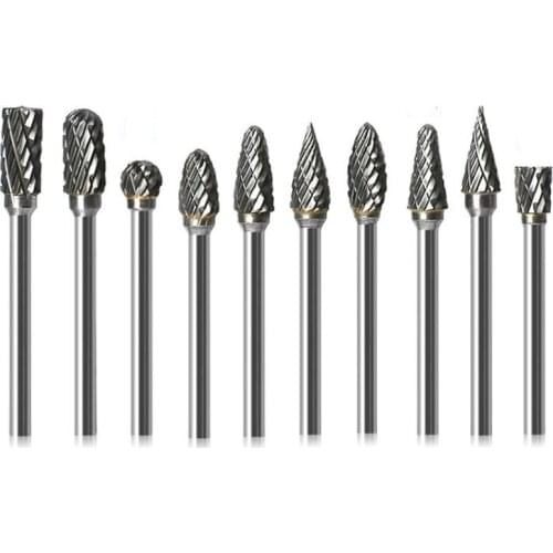 10pcs 3x6mm Tungsten Steel Carbide Burr Cutter Rotary Tool Burr Double Diamond Cut Rotary Polishing Tools