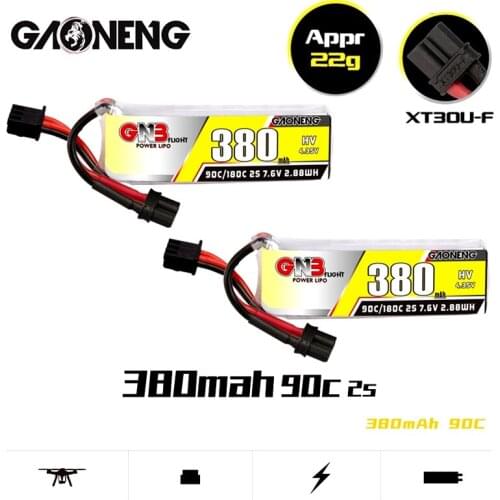 2PCS/Set Gaoneng GNB Max 180C 380mah 2S 7.6V HV Lipo battery with XT30U-F Plug for BETAFPV Beta75X 2S Beta65X 2S Whoop Drone