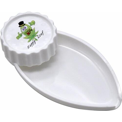 Happyleaf 2 In 1 40mm Weed Grinder with Funnel Tray Creativity Plastic Leaf Shape Mini Tobacco Herb Grinder Smoking Accessories