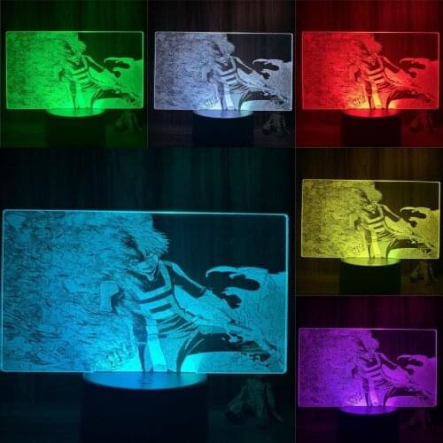 3D Lamp Action Figure My Hero Academia Todoroki Shoto Flame Ice LED NightLight 7 Colors Touch Table Decor Night Light Gift Model