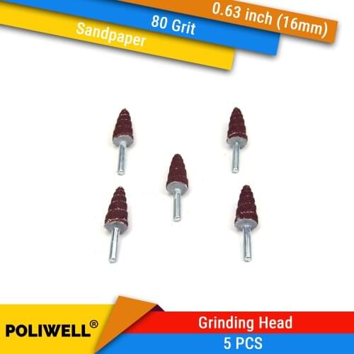 5Pcs 80# 6mm Mandrel 16mm Tapered Cone Grinding Head Sandpaper Flap Wheels Polishing Sanding Tools for Drill Abrasive Disc