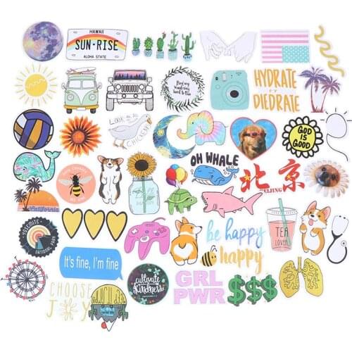 50 PCS DIY Cartoon Simple Girls Kawaii Stickers For Chidren Toy Waterproof Sticker Laptop Bicycle Helmet Car Decal