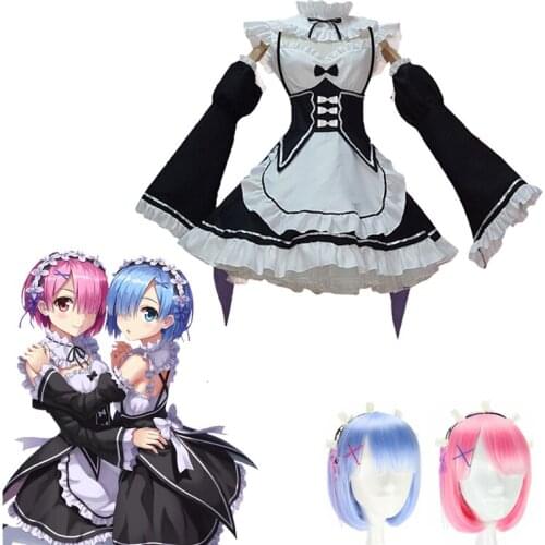 Anime Costumes Life In A Different World From Zero Rem/Ram Cosplay Costume Halloween Carnival Funny Maid Sisters Loli Uniform