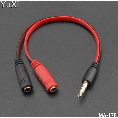 YuXi 16CM 3.5 male to 2 female headphone audio adapter 4 sections 1:2 Headset external microphone K song conversion cable